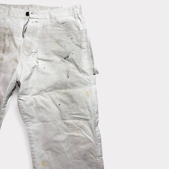 Dickies Mens Carpenter Work Pants Beige Heavily Distressed Paint-Splattered Size - Picture 6 of 12